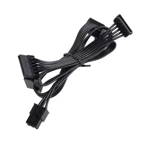 Power Modular Cable 6pin To Sata X4 Elbow Black Flat Cable PCIE 6P Module Cable for RM550x RM650x RM