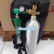 Tabung Oksigen Alumunium Medis Portable +Regulator+ Tas +isi