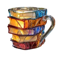 Painted Book Mug 11oz Novelty 3d Painted Books Coffee Mug Unique Colorful Resin Books Stack Coffee C