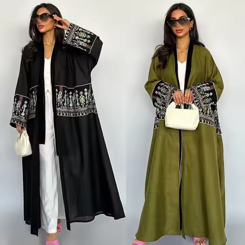 MQ131 Middle East Cross-Border Women's Long Robe Dubai Embroidered Open Cardigan Muslim Outerwear St