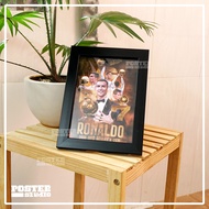 RONALDO 5 QBV poster photo frame includes 2 sizes for A5 tabletop (18cm x 24cm), A4 wall hanging (24