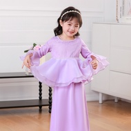 PURPLE LILAC Kids Girl Peplum Kurung  ( Baju Kurung Raya 2024 Budak Kanak-Kanak Perempuan) #6060