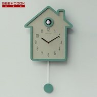 Simple Nordic Cuckoo Bird Clock: The Two Colorful Cuckoo Hourly Timekeeping Alarm Swing Wall Clock E