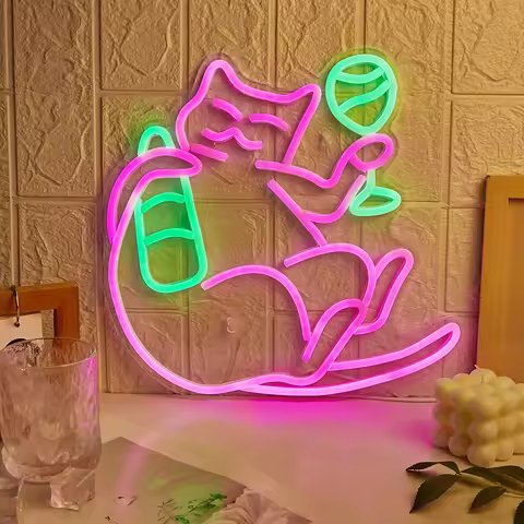 Chi-buy LED Neon Drinking Cat USB Powered Neon Signs Decor Lamp Signs Birthday Gift Wall Art For Bed