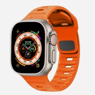สายซิลิโคนสำหรับสายคาด Apple Watch 9 8 7 6 SE 5 4 40มม. 44มม. 41มม. 45มม. ยางสายข้อมือสำหรับเปลี่ยนสำหรับ I Watch Series 1/2/3 38มม. 42มม. สำหรับ Apple Watch Ultra/Ultra2 49มม.