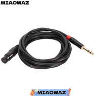 MIAOWAZ 3PIN XLR Female To 1/4 Inch 6.35mm Cable, 20 AWG OFC Core Plug and Play Microphone Cable, Un