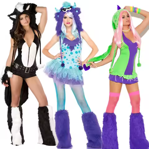 Adult Fluffy Plush Clothing Animal Costume Deluxe Monster Teddy Bear Fox Penguin Cosplay Costumes Wo