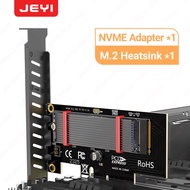 JEYI PCIe to NVMe Adapter With Aluminum SSD Heatsink Cooler, 64Gbps M.2 ssd Gen4 PCIe 4.0 X4 X8 X16 