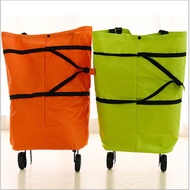 recycle bag foldable recycle bag Beg belanja lipat simpanan fesyen baru dengan roda troli rumah tang