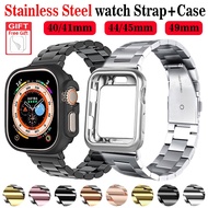 Case Strap For iwatch ultra 49mm for iwatch series 8 7 6 se 5 4 Stainless Steel strap protective case 44/45mm 41/40mm 49