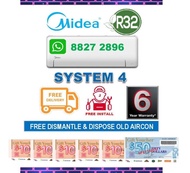 Midea [R32] System 4 Aircon + FREE Dismantled &amp; Disposed Old Aircon + FREE Install + FREE Workmanship Warranty + Get BONUS $200 Voucher