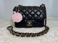 Chanel Classic mini square black ghw