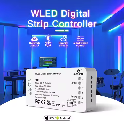 ESP8266 WLED LED Controller Smart Dimmer DC12V 800IC Segmented Color Funtion For DIY WS2811 WS2812B