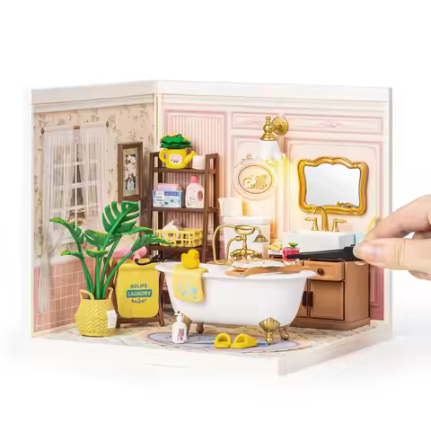 ROBOTIME DIY Miniature House Kit, Dollhouse Model Building Kit Birthday Creative Gifts for Adults, K