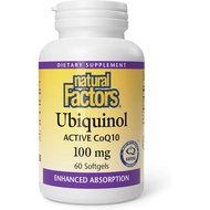 Natural Factors Ubiquinol Active CoQ10 100 mg, High-Absorption Coenzyme Q10 Supplement for Energy, H