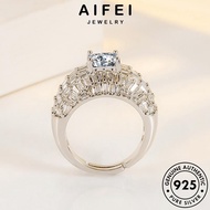 AIFEI JEWELRY Luxury Cincin Square Moissanite Women Perak 純銀戒指 For Sterling Adjustable Diamond Original Gold Perempuan Ring Korean 925 Accessories Silver R872