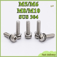 304 SS 3-in-1 Concrete Screw Anchor Set | Cross Head Round Screw with Plug & Nut for Heavy Duty Outd