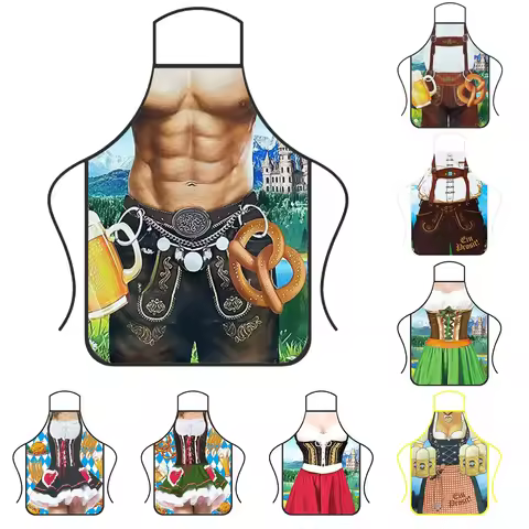 Funny Apron Super Muscle Kitchen Man Women Cooking Aprons Oktoberfest Bavarian Apron Adult Cozinha T