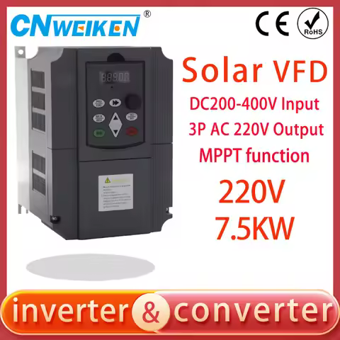 7.5KW DC200-400V to 220V AC 3 Phase Output Solar Frequency Converter VFD Frequency Inverter Motor Sp