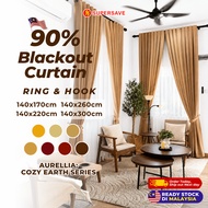 SUPERSAVE 90% Blackout Curtain with Ring / Hook Curtain Ready Made Langsir Blackout Siap Jahit Sunbl