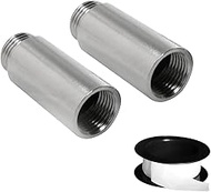 Aopin 2Pcs Shower Head Extension Pipes 304 Stainless Steel 1 / 2pt External Thread To 1 / 2pt Intern