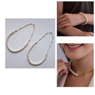 日本直送🇯🇵現貨金色日本製mag-neckless磁鐵珍珠兩用手鍊項鍊1條