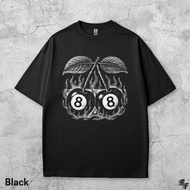 Vintage Flaming 8 Ball Cherries Tattoo T-Shirt Retro Grunge Billiards Graphic Tee Y2K Cherry Shirt E