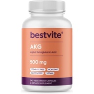 AKG (Alpha Ketoglutaric Acid) 1000mg per Serving (240 Vegetarian Capsules) - No Stearates - Vegan - 