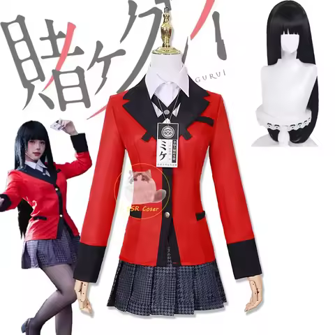 Anime Jabami Yumeko Cosplay Costume Kakegurui Cosplay Uniform Jabami Yumeko Wig School Pleated Skirt