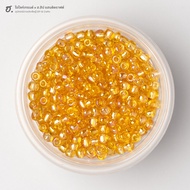 Sand Beads Size 4 Mm. Clear Gold Enamel Rainbow Iridescent