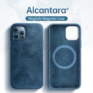 หรูหราเคสหนัง Alcantara สำหรับ iPhone 15 Pro Max ที่ชาร์จแบบไร้สาย iPhone 12 13 14 Pro Max Plus