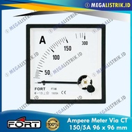 FORT AMPERE METER 150/5A 96X96 FT-96A / PANEL METER VIA CT 150A / 150 AMPERE 96 X 96 FT96A