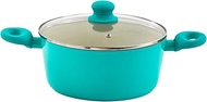 IMUSA USA Teal 3Qt Forged Dutch Oven with Glass Lid, 3 Quart
