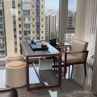 Custom Tea Table and Chairs for Home Use, Walnut Wood Tea Table, Solid Wood W8Balcony New Chinese St
