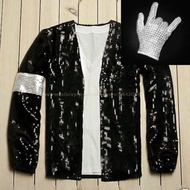 MJ Michael Jackson Coat Billie Jean Jacket & Glove Modern Dance Cosplay Costume Adult & Kids Clothin