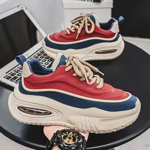 Spring Summer Men Sneakers Platform Casual Shoes Retro Chunky Dad Footwear Streetwear Lace Up Walkin