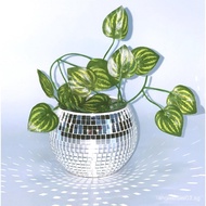 Disco Ball Planter,Disco Ball Vase,Disco Ball Flower Pot,Disco Ball Bowl,Disco Plant Holder,Silver M