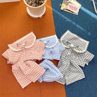 Summer 0-2 Years Old Baby Girl Candy Color Navy Collar Plaid Top+Shorts Suit