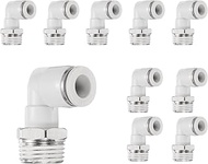 HARFINGTON 10pcs Push to Connect Fittings Male Elbow 3/8Inch Tube OD x 1/2 Inch NPT Thread Plastic Q
