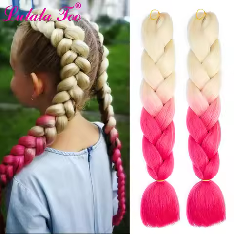 24Inch Jumbo Braids Extensions Synthetic Braiding Hair Afro Ombre DIY Color Hair for Children Braid 