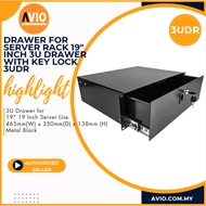 3U Server Rack Drawer 19" 19 Inch Standard Size Rack Mount Drawer Case with Bracket Key Lock 3UDR