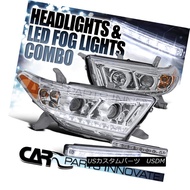 ヘッドライト For 11-13 Toyota Highlander Clear SMD LED Projector Headlight+8-LED Fog Lamps 11-13トヨタハイランダーク