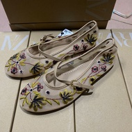 ZA Womens Shoes Retro Flower Embroidered Mesh Single Shoes Womens Shoes Fashionable Breathable Balle