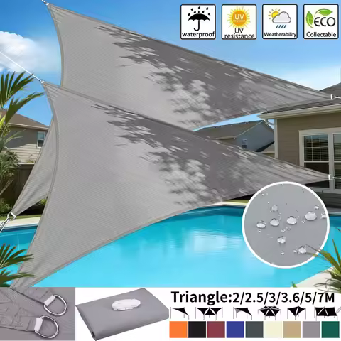 Waterproof Garden Shade Sail 2/3/5/7M Triangle Garden Canopy with Ropes UV Block Patio Sunshade Suns
