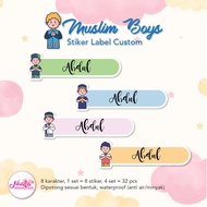 STIKER LABEL BUKU CUSTOM NAMA ANAK - MUSLIM BOYS