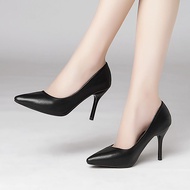 2024 Shoes Professional Shoes Genuine Shoes Hotel Interview Work Shoes Women Black Stiletto High Hee