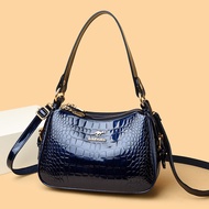 Genuine Genuine Genuine Leather Mother Handbag Women Large-Capacity Crocodile Pattern Patent Leather