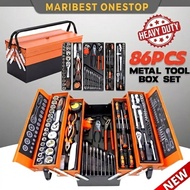 85PCS Heavy Duty Tools Box Full Set Metal Tool Box Set Tool Box Kotak Spanar Box Ratchet Set Spanar 