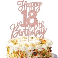 Happy 18th Birthday Cake Topper w/ transparent dowel
