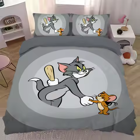 3D printing Toms Jerrys Bedding Set Cartoon Duvet Cover Bed Set Quilt Cover Pillowcase Comforter kin
